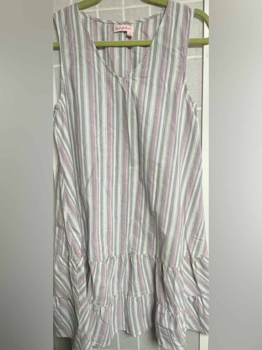 Fresh Produce Striped Cotton Sleeveless Midi Dress Summer  Cottagecore
